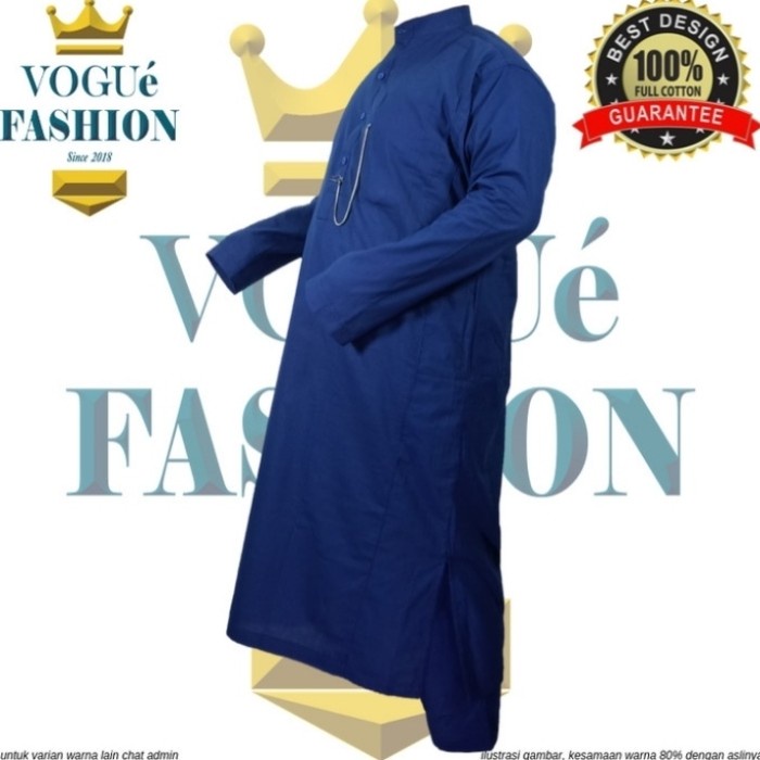 Koko Muslim Pria / Gamis Stelan / Stelan Kurta Pakistan Vogue Lokal - Biru Benhur, S