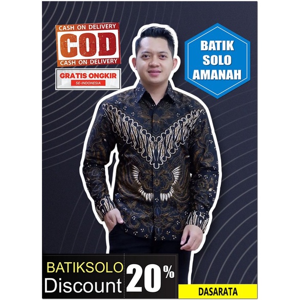 PROMO BAJU PREMIUM DASARATA BATIK INDONESIA KEMEJA BATIK PRIA SOLO LENGAN PANJANG LAPIS FURING ATASA