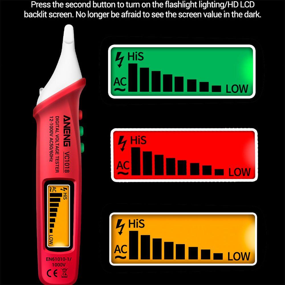 Solighter Electric Sensor Tester ANENG VC1018 Digital Display Alat Listrik Pen Style Electroscope