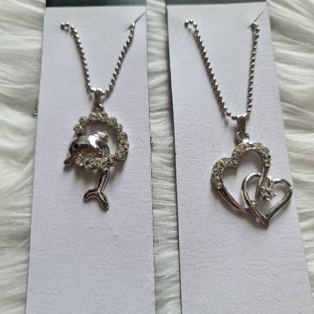 Promo Buy 1 get1 Kalung silver love Aksesoris wanita necklace dolphin