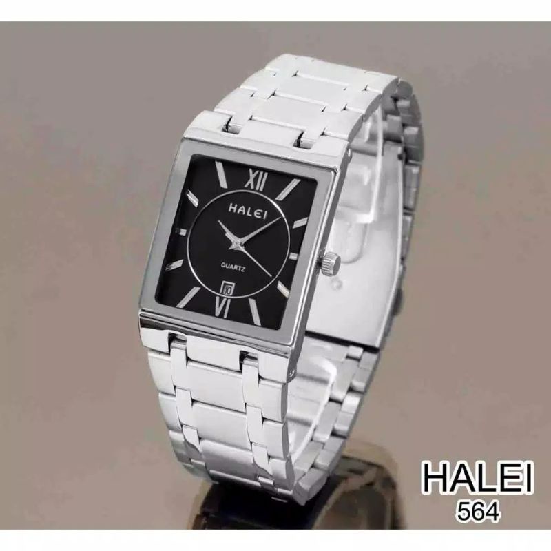 Halei 564 Jam Tangan Pria & Wanita Couple Halei 564 Tanggal Aktif Stainless steel Back Original