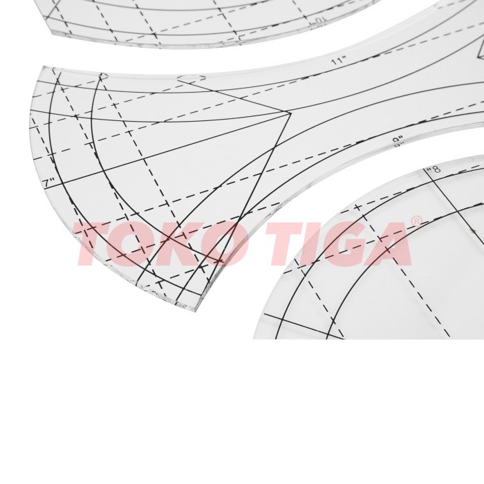 Penggaris / Quilting Template Model Curve Isi 3 Pcs (QTSKCU3)