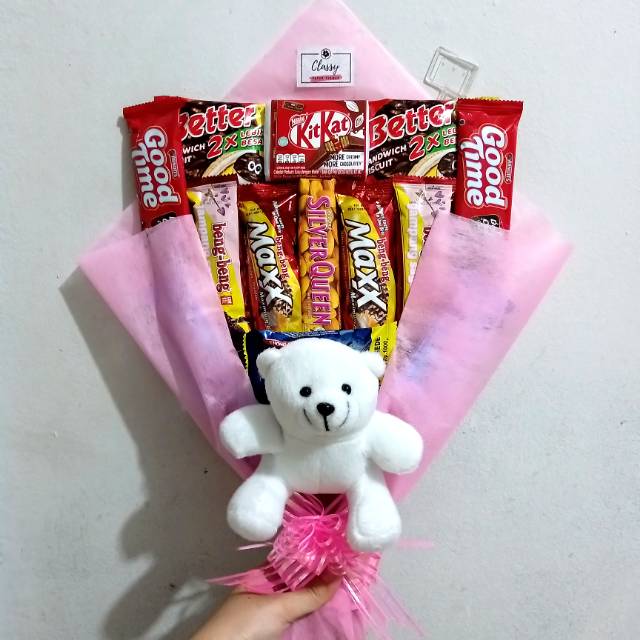 Snack Bouquet Dengan Boneka Tedy Bear Bucket Buket Bunga Snack Coklat Hadiah Valentine Wisudan Shopee Indonesia