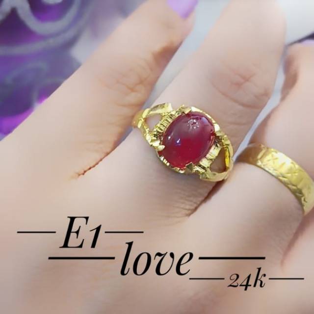 Xuping cincin batu merah lapis emas 24k terlaris