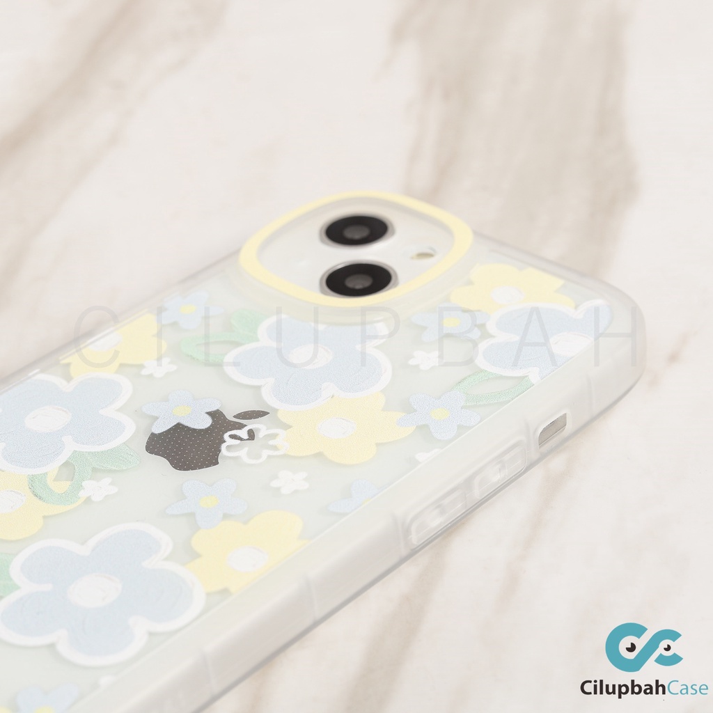 Soft Case Blue and Yellow Flowers Full Lens Cover For iPhone 7 8 PLUS XR X XS MAX 11 12 13 MINI PROMAX