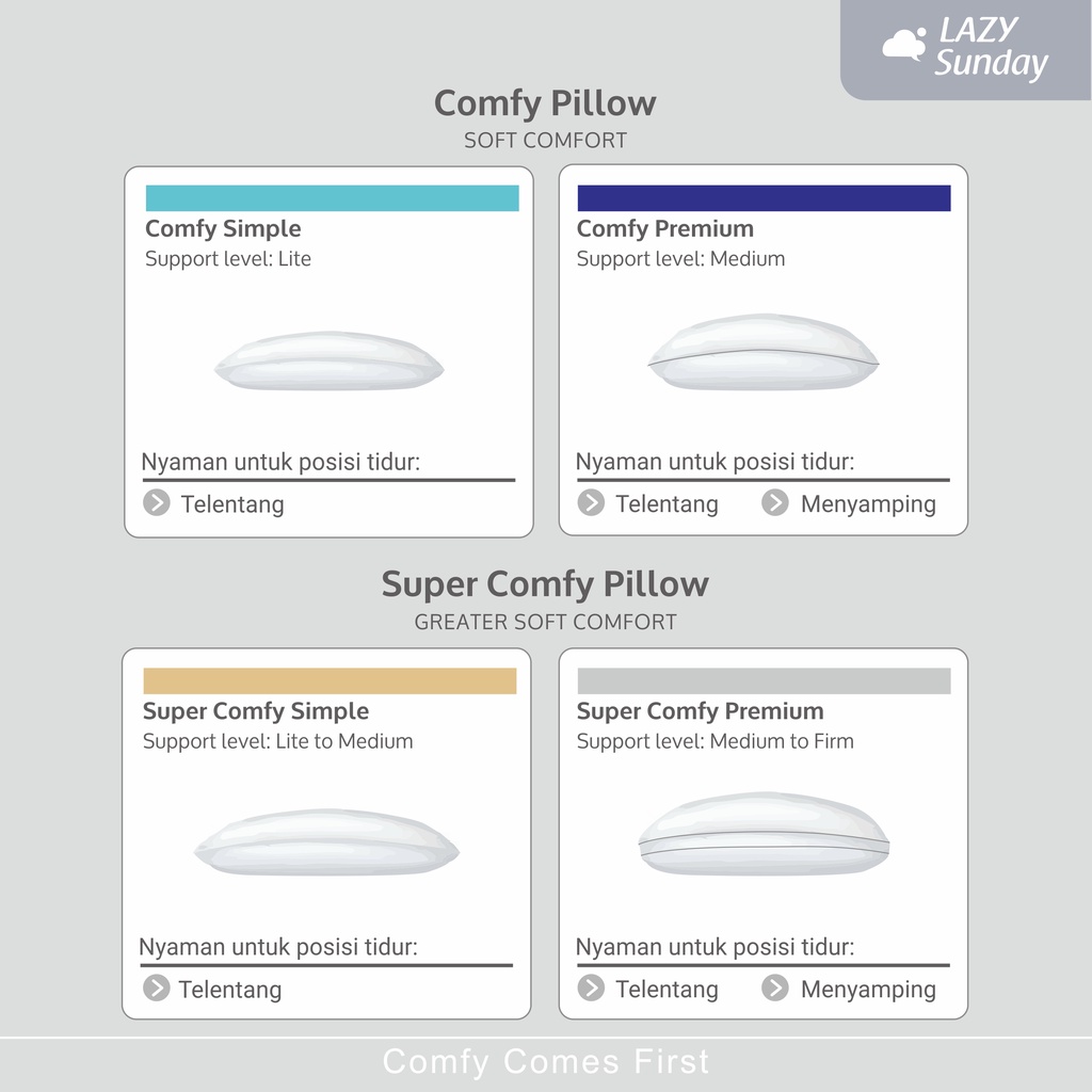 Bantal Tidur - Super Comfy Simple - Microfiber Goose Down - LAZY Sunday