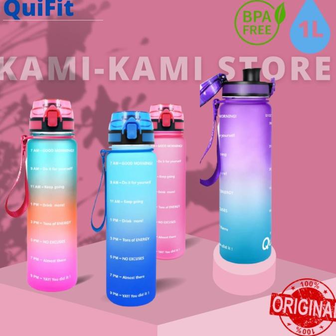 [ORIGINAL] Botol Minum Gradasi Quifit Botol Motivasi Penanda Waktu 1L ---Termurah---