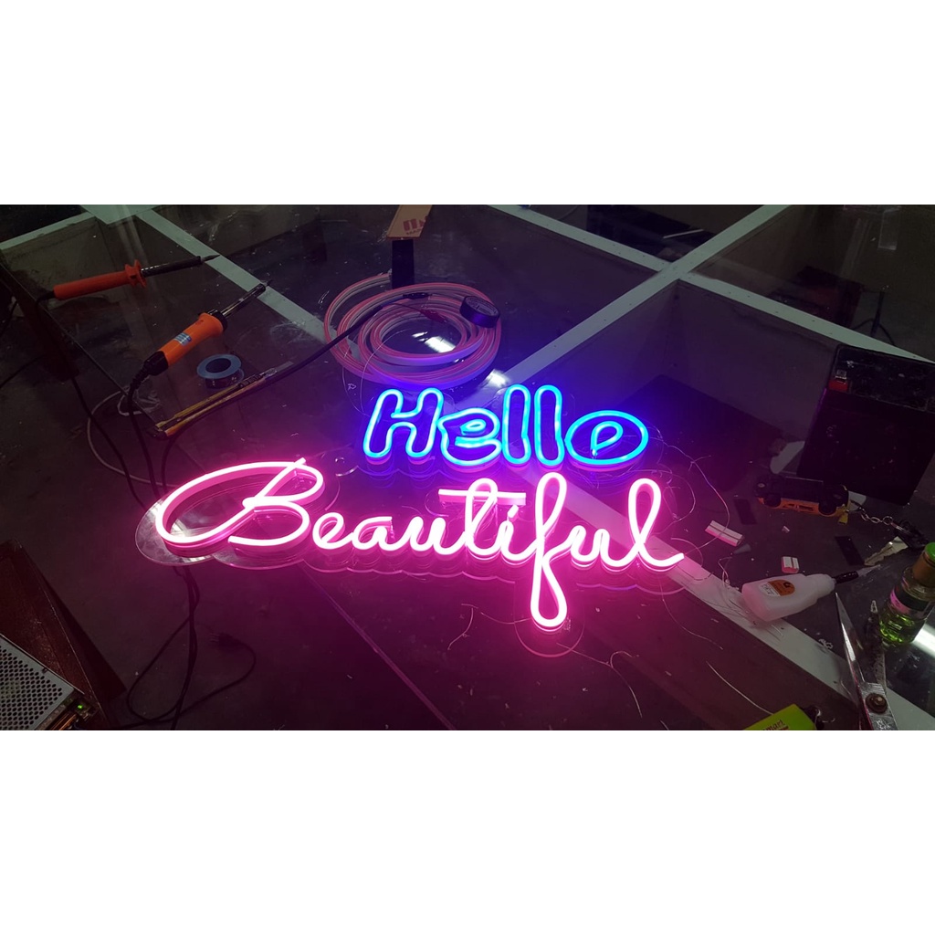 ( harga perhuruf ) Neon Flex Papan Nama | Papan Usaha LED Custom Neon Sign NeonFlex