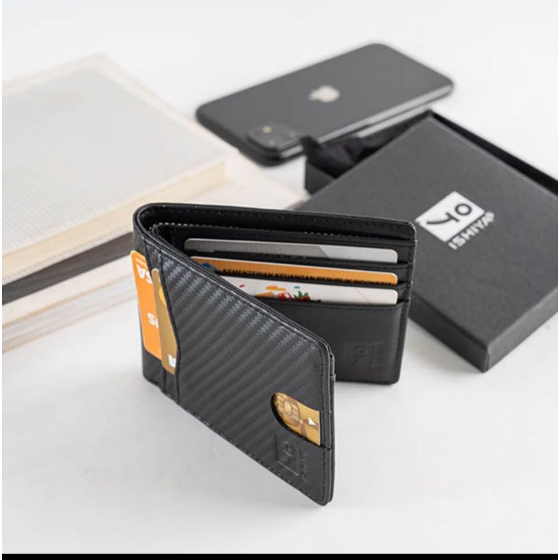 terbaru BH 257 Dompet pria kulit carbon Dompet Ishiya Veyron