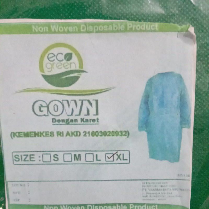 Surgical Gown Ecogreen / APD Sekali Pakai Size XL