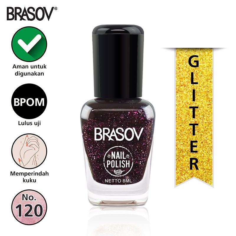 Kutek Cat Kuku Glitter 8 ML Kutek Glitter Nail Polish Glitter BPOM