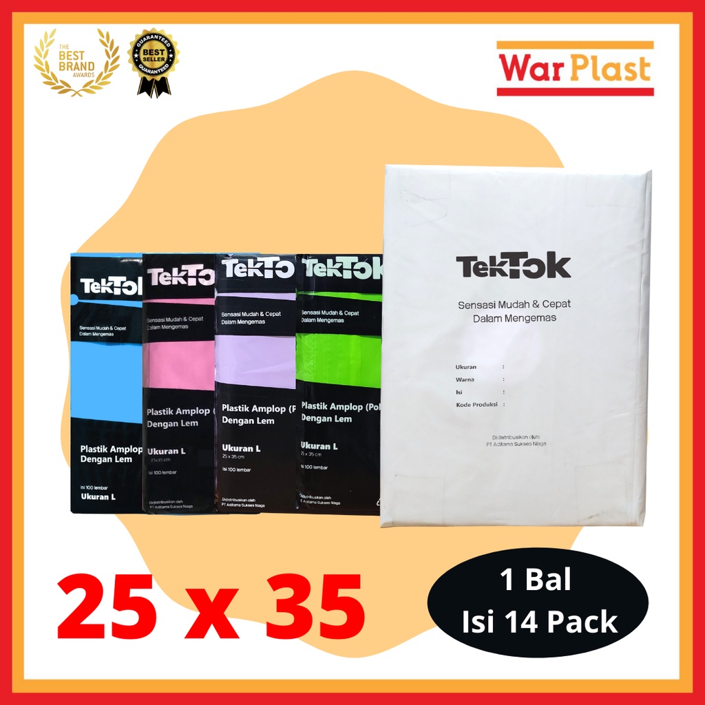 Plastik Polymailer Amplop Plastik Packing TekTok - Uk L 25x35 1 Ball isi 14 Pack