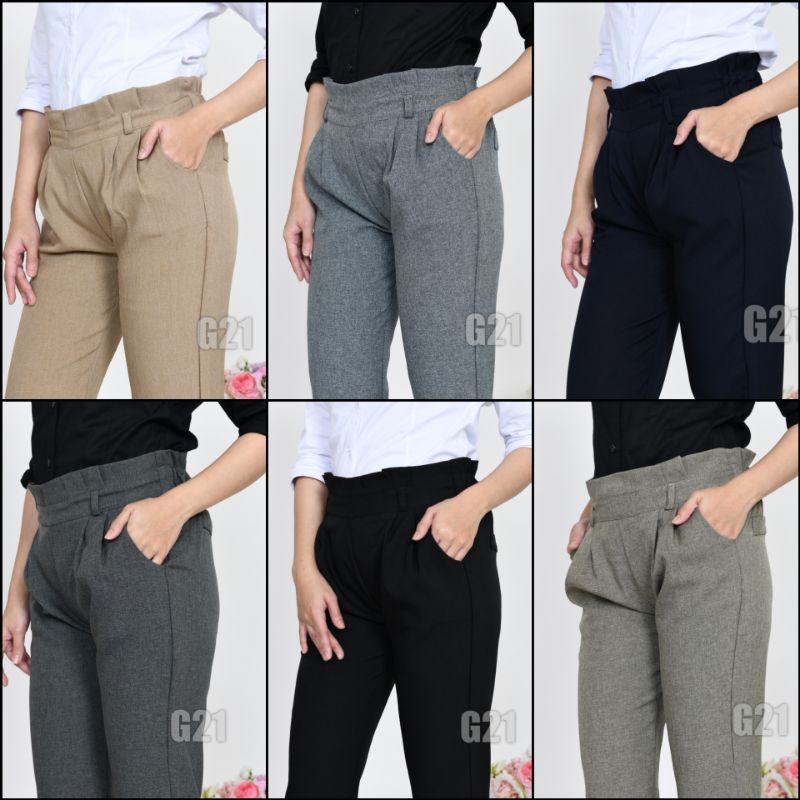 Celana Kerja Wanita Kantor Pinggang Karet Bahan Formal Hitam Polos Panjang Model Baggy Pants High Premium Quality Celana Hitam Wanita Celana Kerja Wanita Kantor Celana Bahan Kerja Wanita Celana Bahan Panjang Wanita Celana Hitam Panjang Wanita