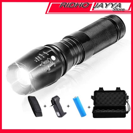 TaffLED Senter Tactical XML-T6 3000 Lm+Baterai+Charger+Box-E97