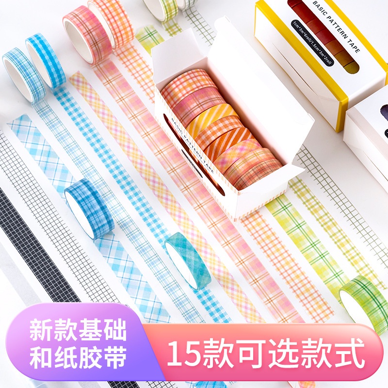 8 Rolls / Box Stiker Tape Warna Polos Macaron Untuk Dekorasi Diy