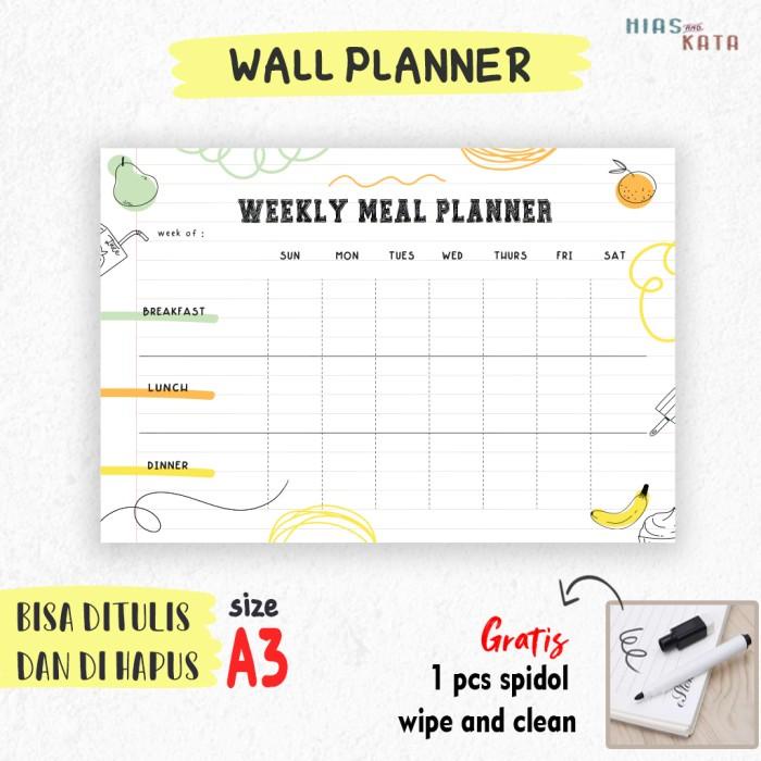 

Book Meal Planner Board Minimalist Uk A3 (Bonus 1 Pcs Spidol Wipe & Clean)