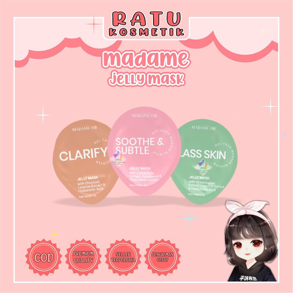 ❤ RATU ❤ Madame Gie Jelly Mask | Masker Wajah Jeli Clariry Soothe Glass Skin