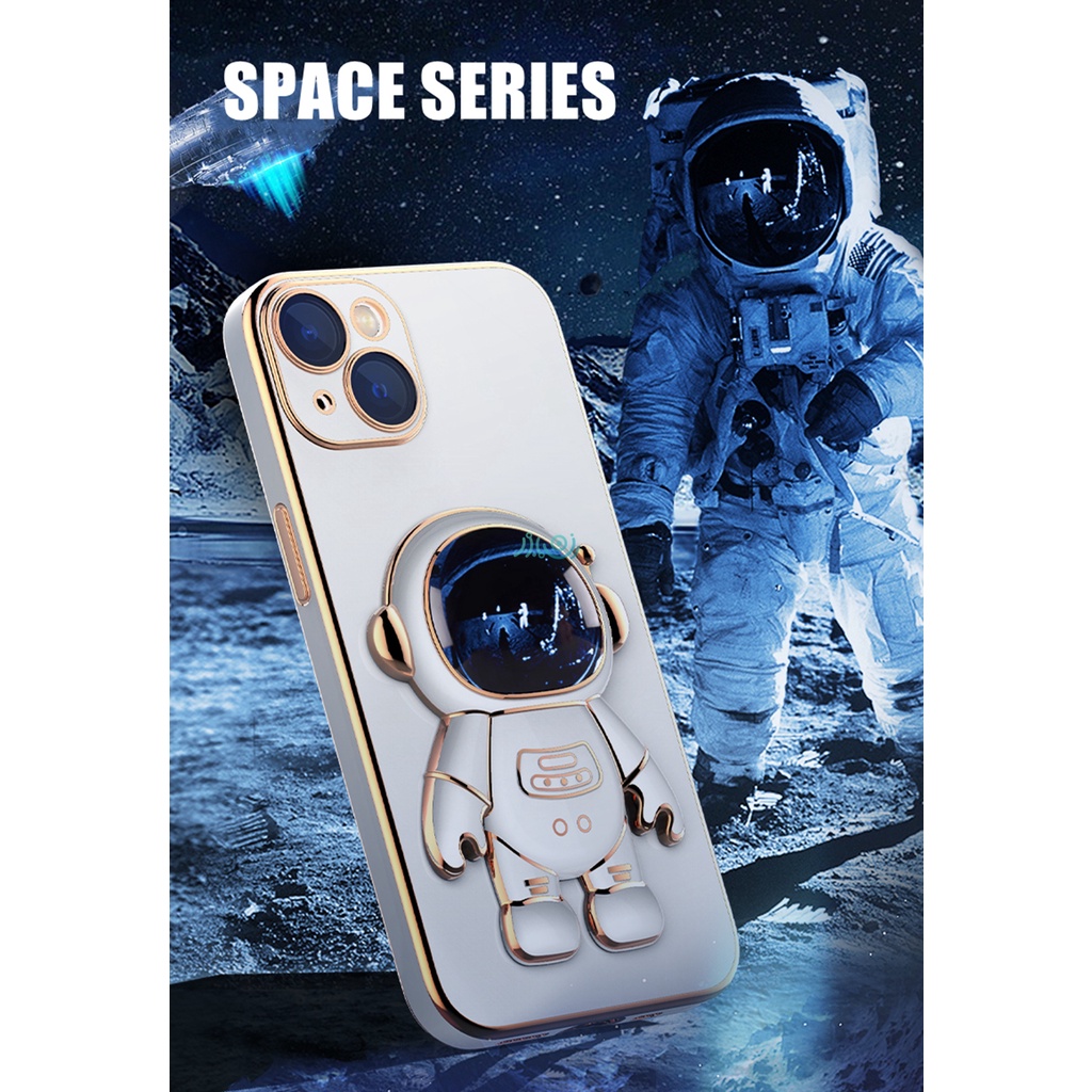 Soft Case Pelindung Lensa Desain Astronot 3D Untuk iPhone 13 12 11 Pro Max XS Max XR X 6 6s + 7 + 8 Plus SE 2020