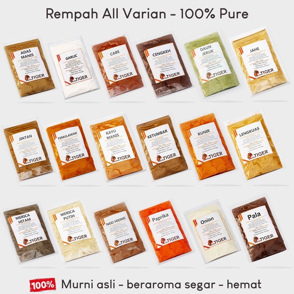 REMPAH BUBUK MURNI - HERBS [ BUMBU DAPUR - ALL VARIAN ] / Bumbu Masak / BUMBUTIGER