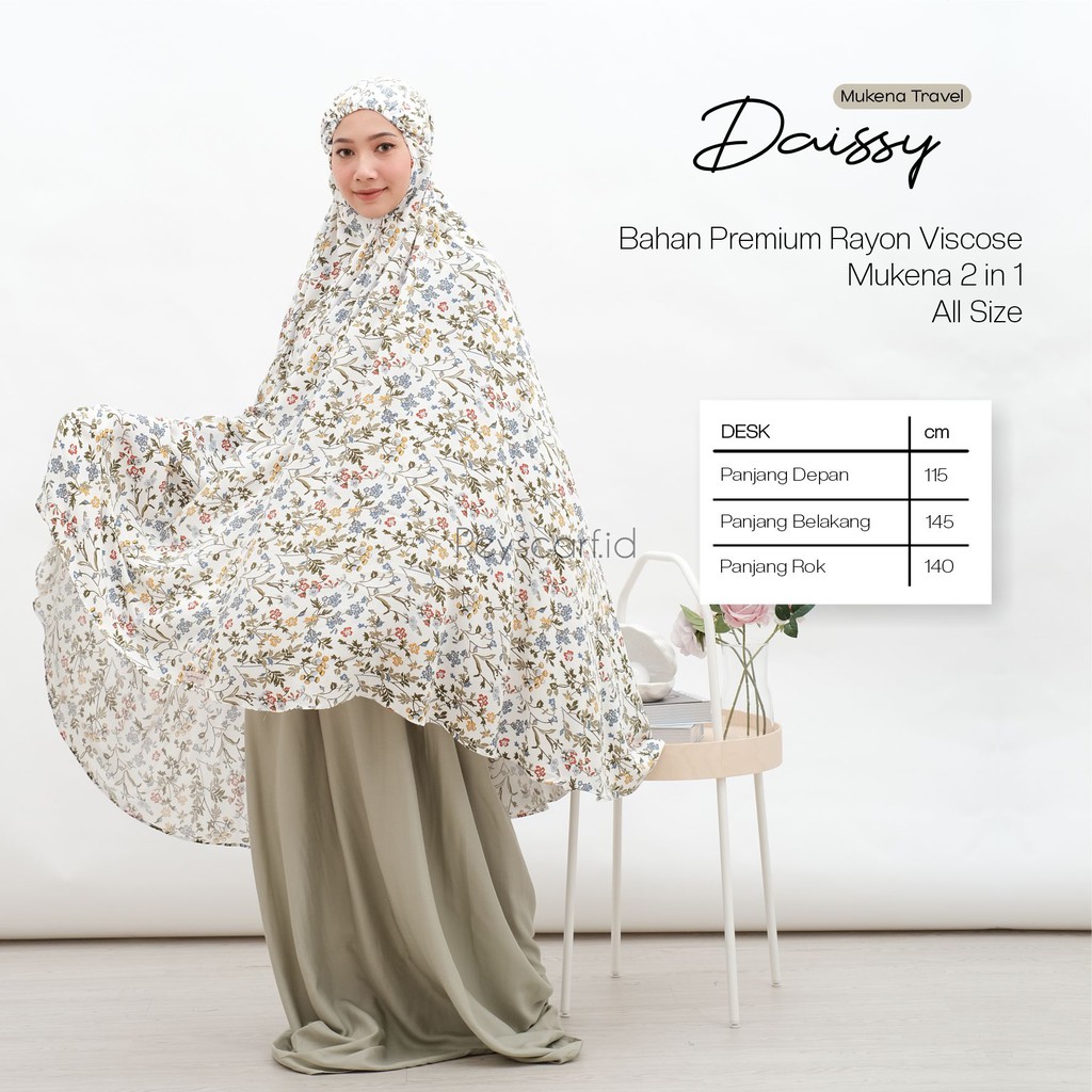 mukena travel daissy by reyscarf id mukena dewasa 2 in1 bahan premium rayon viscose adem nyaman dipakai bisa cod