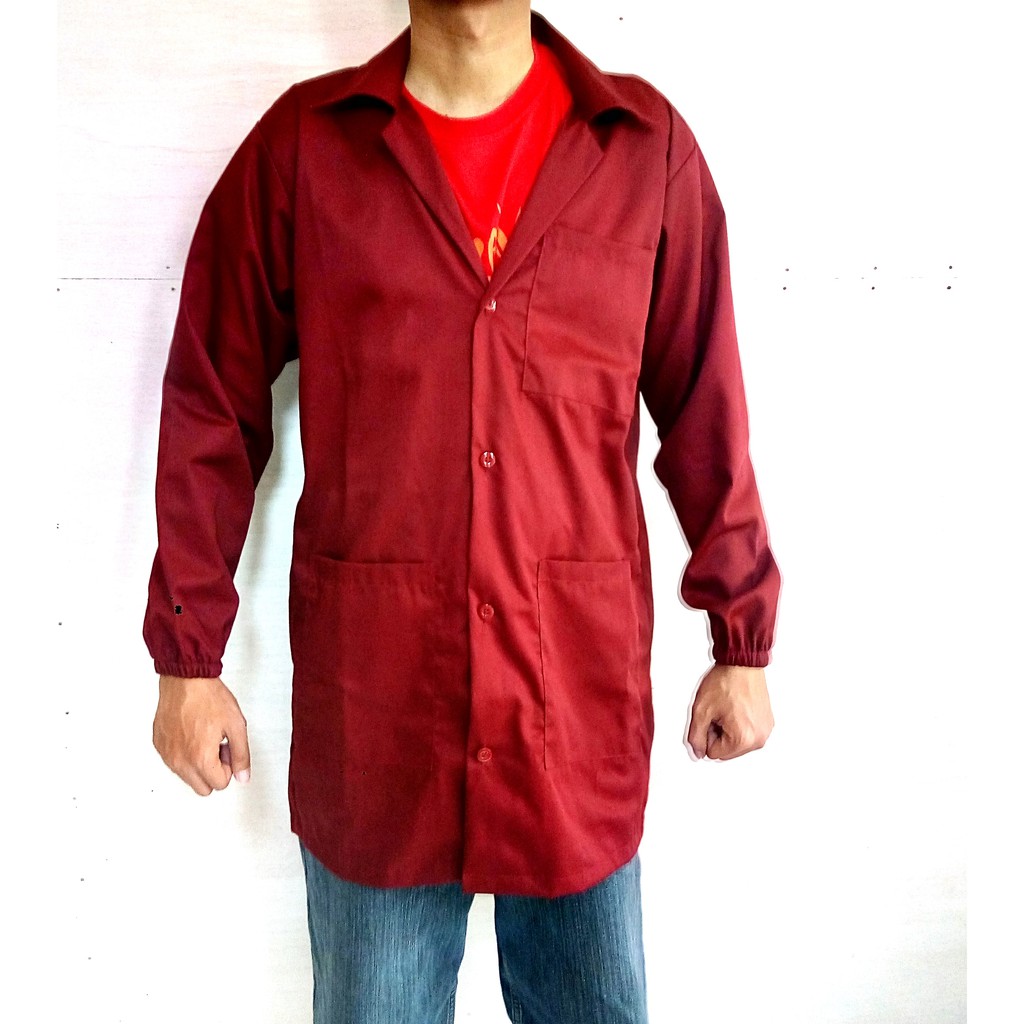 Jas / Baju Laboratorium Lab Lengan Panjang Praktikum Merah Maroon Berkaret