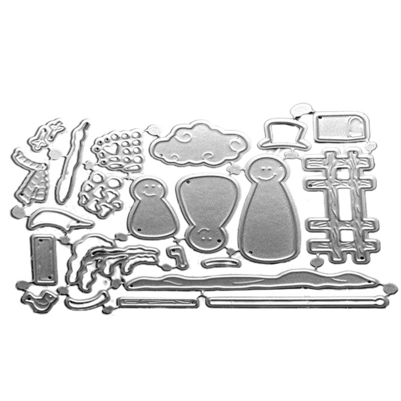 Cetakan Stensil Cutting Dies Motif Manusia Salju Bahan Baja Karbon Untuk Scrapbook / Craft DIY