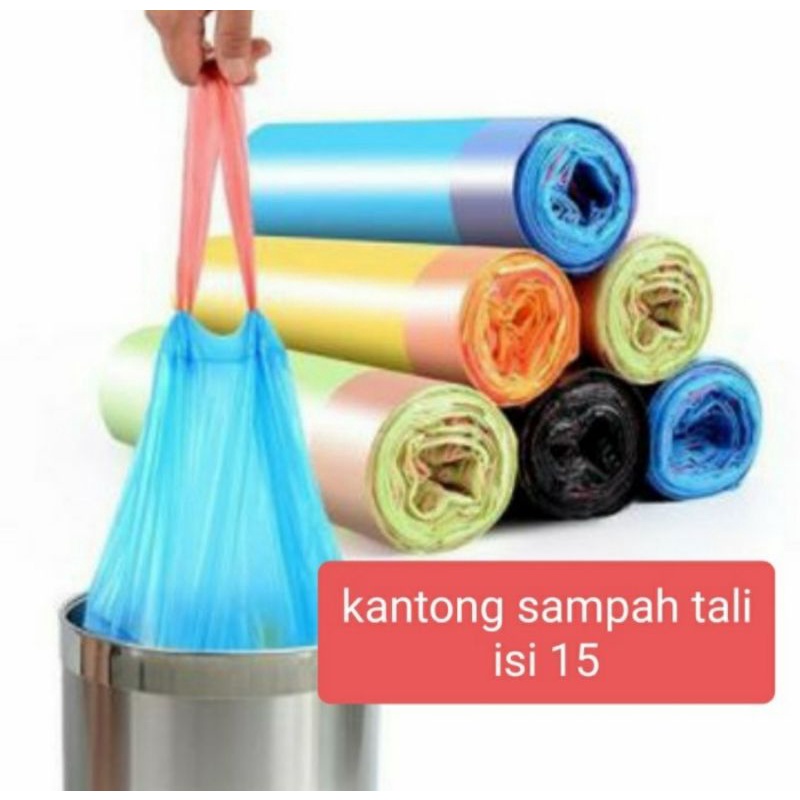 kantong plastik sampah dengan tali 45x50cm plastik sampah gulung