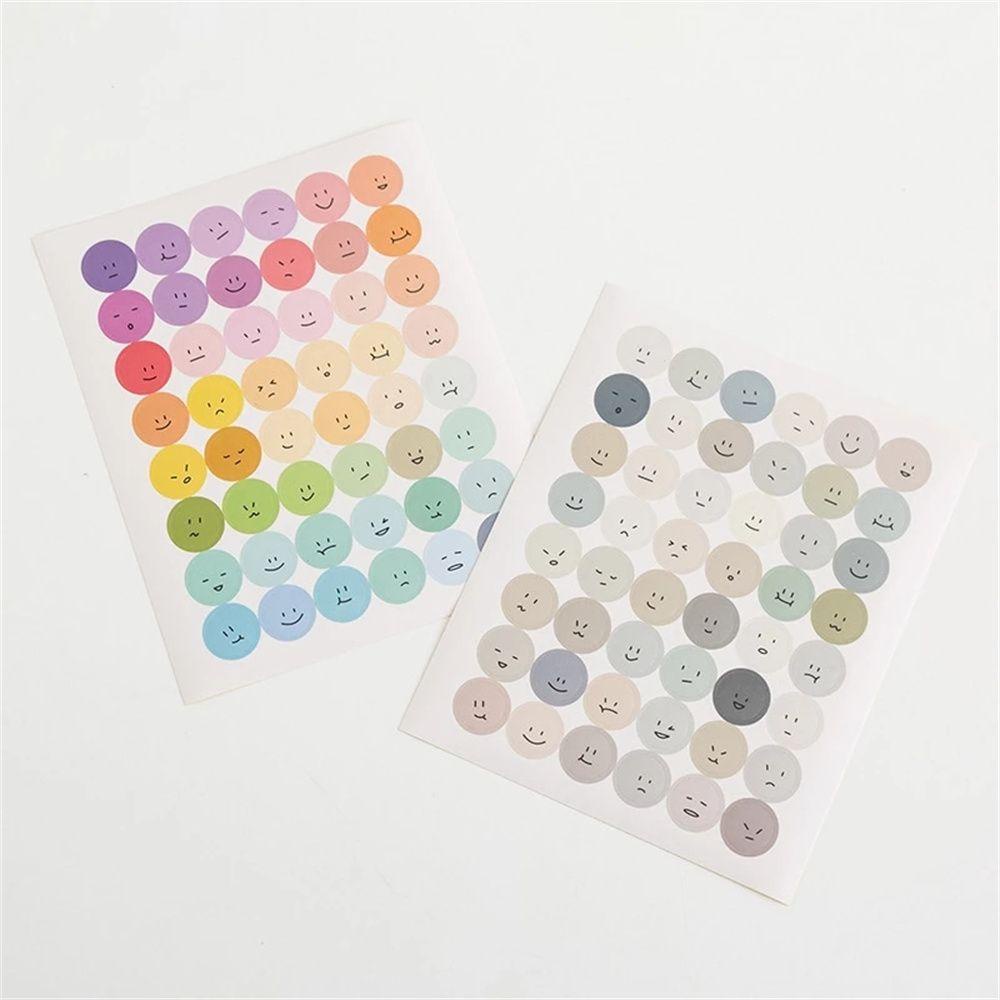 Lanfy 2 Lembar Stiker Graffiti Bulat Motif Smiley Face Gaya Morandi Untuk Kantor / Sekolah