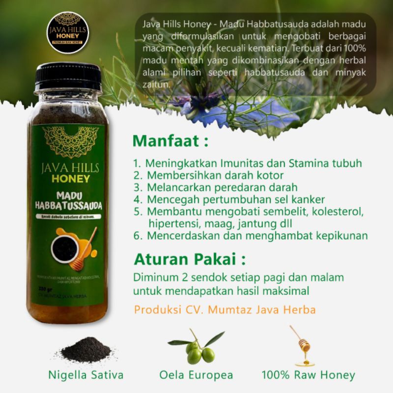 

Madu Habbatussauda,madu herbal, Mumtaz Java Herba,Java Hills Honey