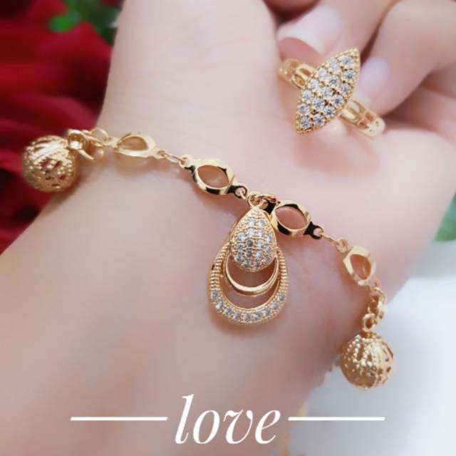 Gelang tangan dan cincin xuping