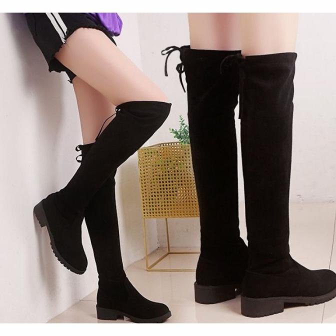 WINTER BOOTS B25 IMPORT ALA KOREA WANITA SEPATU BOOT TALI SELUTUT MUSI termurah