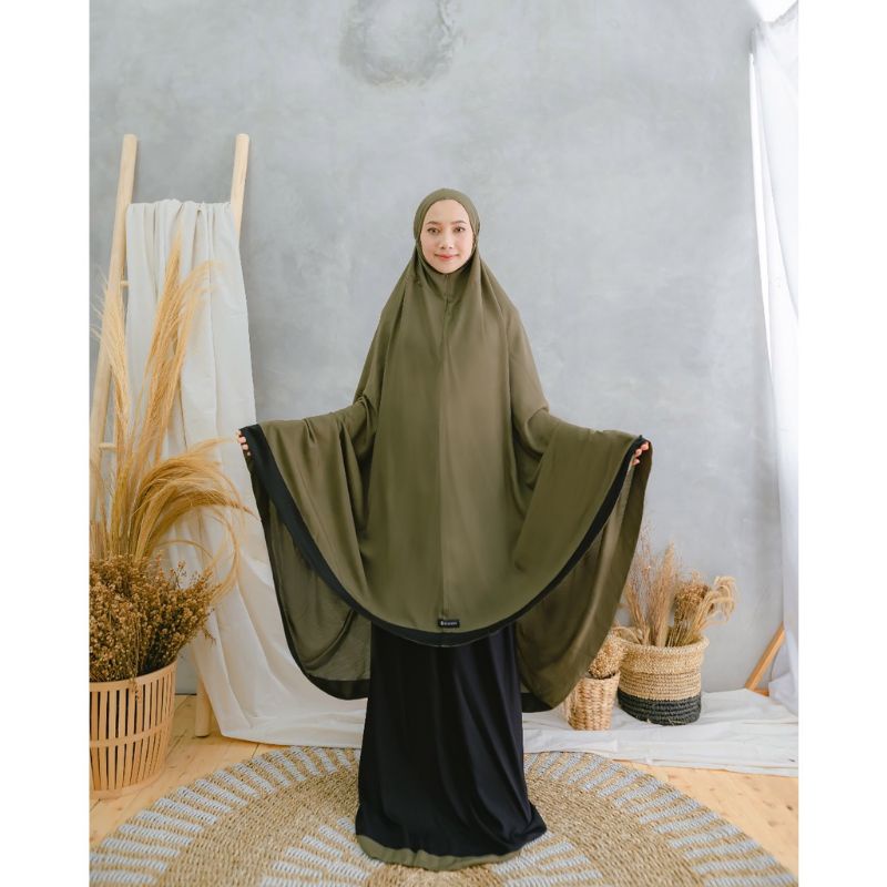 Mukenah Zianisa New Salwa Mix Plain 2 IN 1 Jumbo Dewasa Katun Rayon Adem Treveling