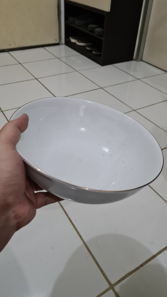 Mangkok Sayur Besar List Emas / Ukuran 9 Inch/ Mangkuk Saji Keramik