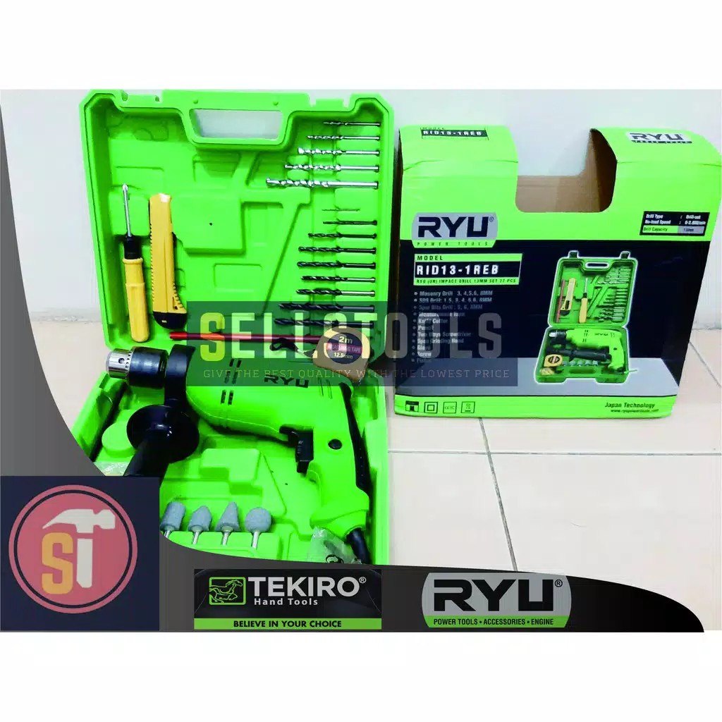 Ryu Mesin Bor Beton 13mm Rid 13-1 Reb Impact Set 27 Pcs