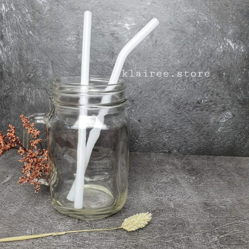 GLASS STRAW/ SEDOTAN KACA - COLORED BERWARNA (STRAIGHT) 20cm | BENING | TRANSPARAN