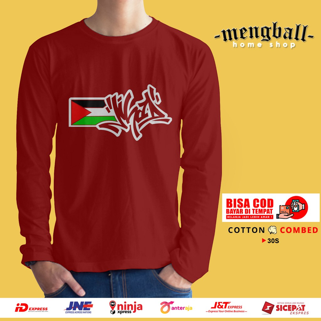 KAOS DISTRO/KAOS CUSTOM/KAOS JIHAD PALESTINE PALESTINA LENGAN PANJANG KAOS DAKWAH KAOS ISLAMI-1