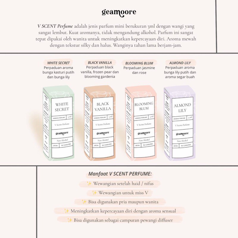 [BPOM] GEAMOORE V Scent Parfume 3ML