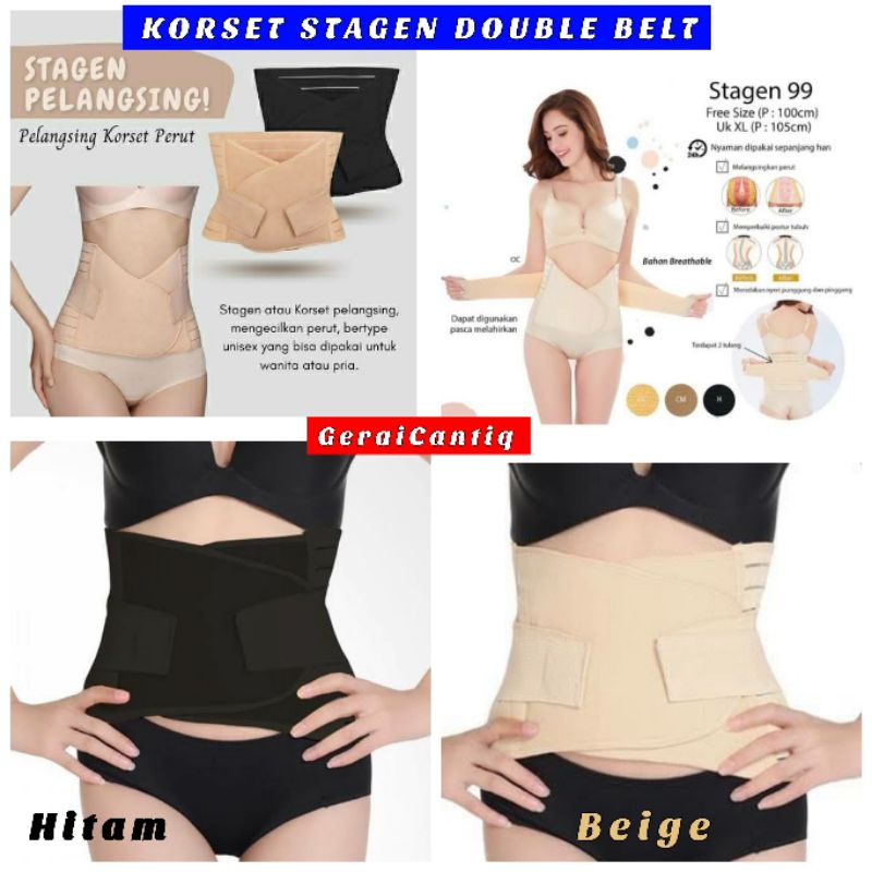 KORSET STAGEN BELT DOUBLE PEREKAT / KORSET PENGECIL PERUT BEST SELLER