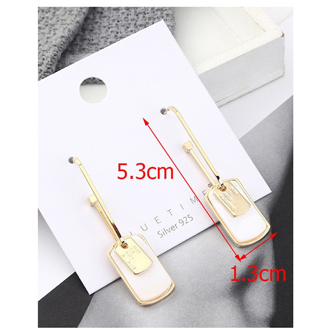 LRC Anting Tusuk Fashion 14k Gold Plated Gold U-shaped Tag Shell S925 Silver Needle Earrings Y62749