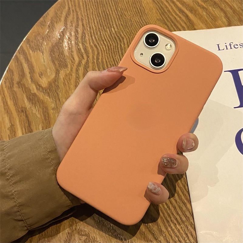 Soft Case Bahan Silikon Cair Warna Begonia Untuk IPhone 11 12 13 14 Pro X XR XS Max 6 6s 7 8 Plus