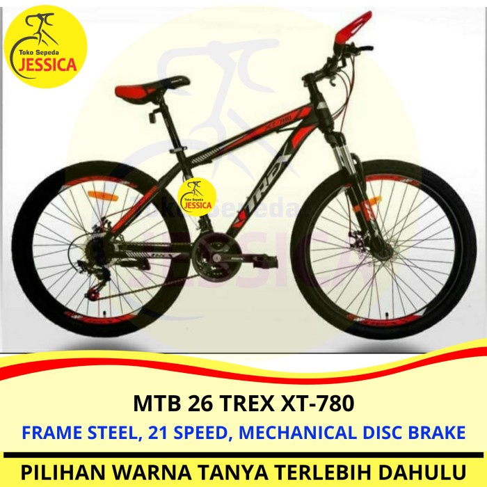 KHUSUS GOJEK / GRAB Sepeda Gunung MTB 26 Trex XT-780-1 21 speed - Hitam Merah
