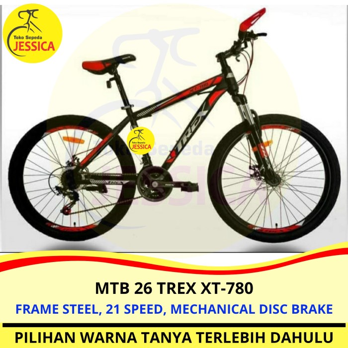 KHUSUS GOJEK / GRAB Sepeda Gunung MTB 26 Trex XT-788 21 speed - Hitam Merah