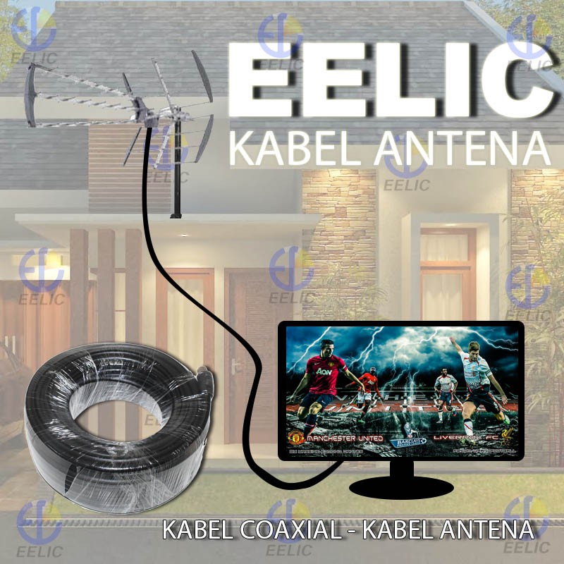 EELIC KAA-TV -A15M Kabel Signal AV Antena TV 1508 15 Meter Berkualitas Tinggi Standart RG6