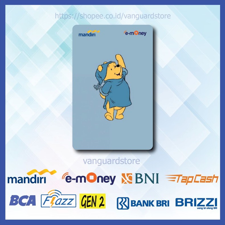 KARTU E MONEY E TOLL KARTUN WINNIE THE POOH SLEEP ANIME 5 EMONEY MANDIRI FLAZZ BCA TAPCASH BRIZZI