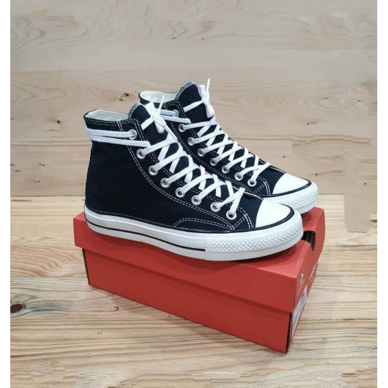 Converse 70s High Black White Cons 1970S Sneakers Sol tebal Premium (free kaoskaki)