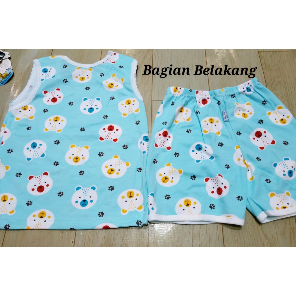 Setelan Anak  Bear Renda Singlet + Celana Mom's Gift SNI Katun Halus Adem