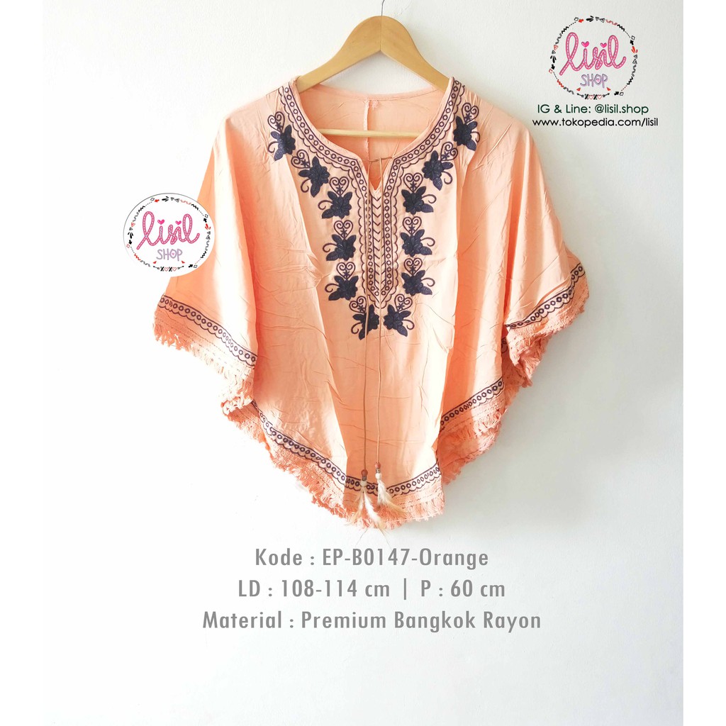 Atasan Wanita Jumbo/Baju Batwing Boho Import Orange/Blouse XXL Cewek