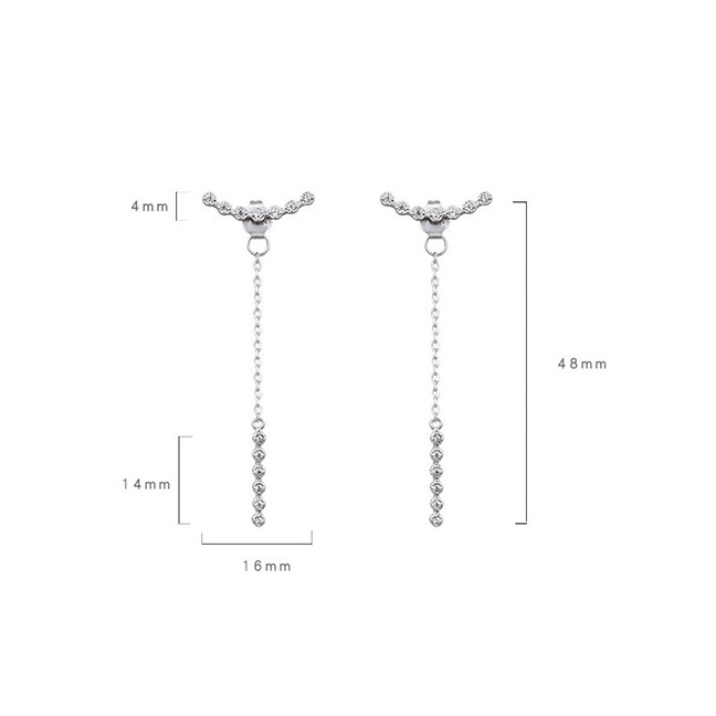 LRC Anting Tusuk Fashion Silver Copper Plated Gold Flash Drill Ear Studs A59111