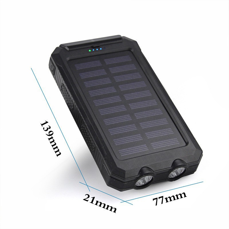 50000mAh Solar Panel Powerbank Charger USB Ports Powerbank External Charger Flashlight