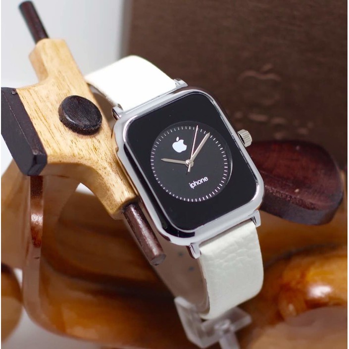 Jam Tangan Wanita / Cewek Iphone Leather White Silver
